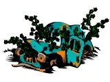 An abandoned car, overgrown with weeds
